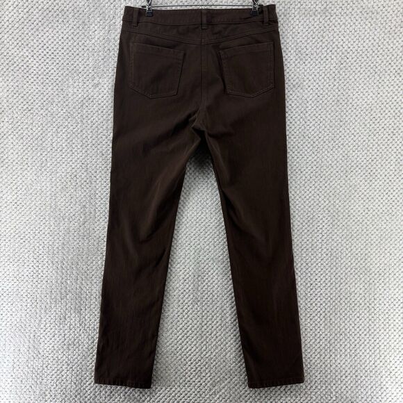 J McLaughlin Pants Women 12 Brown Mid Rise Slim Pockets Stretch Button Zip - Picture 11 of 15
